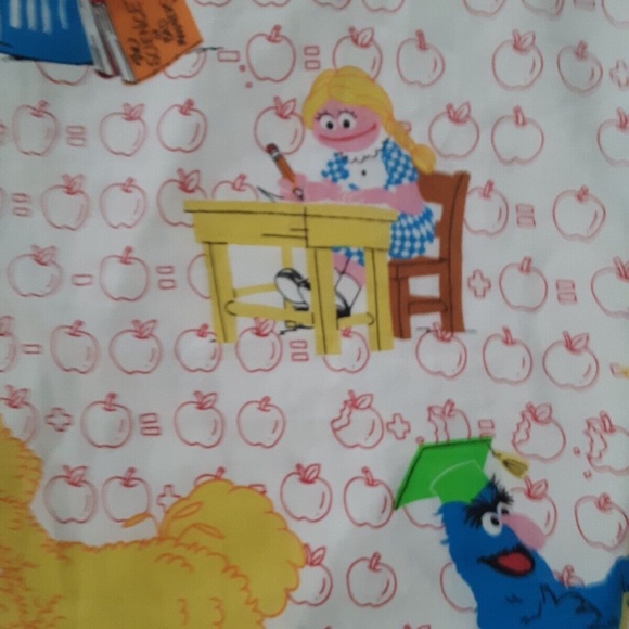 Vintage Muppets SESAME STREET School Room Flat & Fitted Twin Sheets - Picture 7 of 9